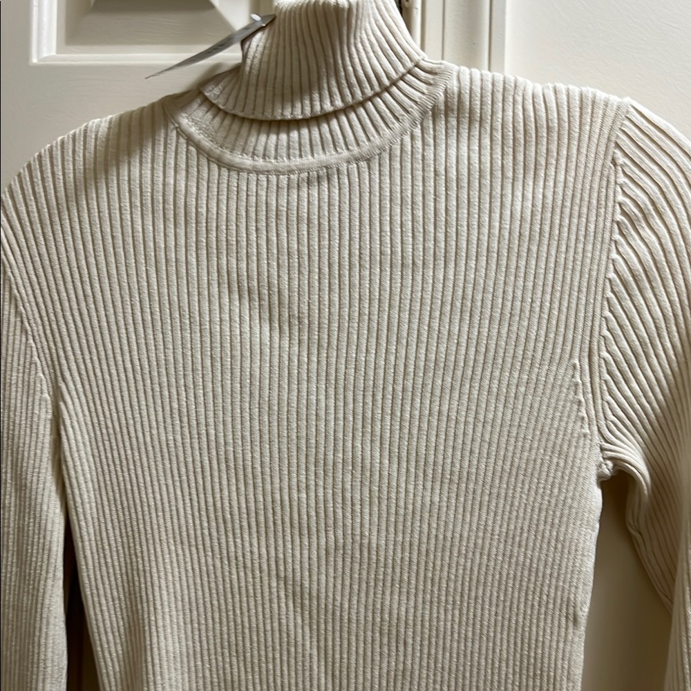 NWT Chico's Beige Ribbed Turtleneck Sweater